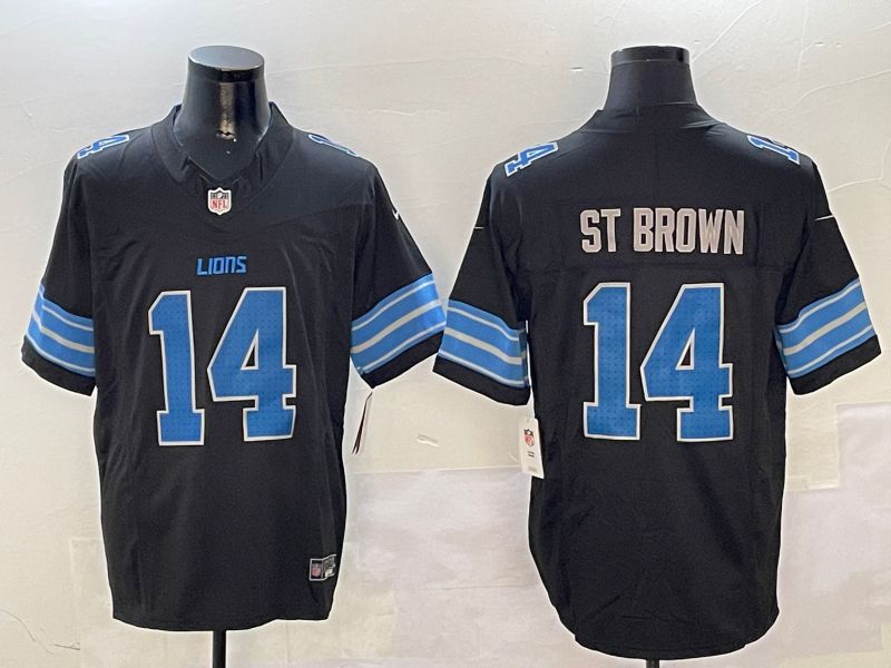 Men Detroit Lions #14 St Brown Black three generations 2024 Nike Limited NFL Jersey style 0102